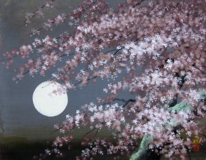 「稗田一穂/春宵爛漫」日本画、6号