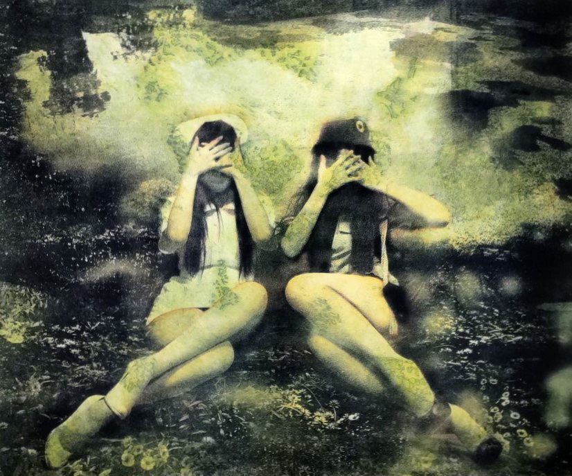 「正体」2012年　銅版・リトグラフ・手彩色　55,5×66,5cm　額装