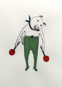 「クネクネさん」銅版画、手彩色　25×18cm　ED:30 作品価格（シート）¥19,800