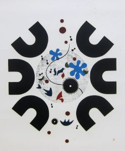 吉田政次「躍動する心 №5」1968年　木版画　47,5×41cm