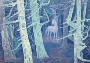 東山魁夷「白馬の森」新復刻版画　61×41,5cm