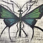 ビュッフェ「緑色の蝶」1960年 リトグラフ 48×66cm