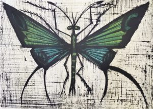 ビュッフェ「緑色の蝶」1960年 リトグラフ 48×66cm