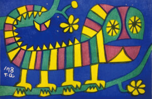 浅野竹二「オポチュニスト」木版画　24×36cm