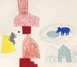 樋勝朋巳「neighbors-A」銅版画　25×29cm