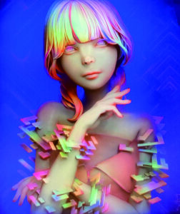 斎藤亮輔「PRISM-X」 2024年　アクリル、顔料、ジクレー　10号