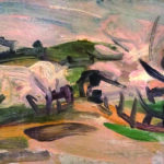 原 勝四郎「桜並木」油彩　4号