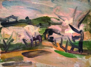 原 勝四郎「桜並木」油彩　4号